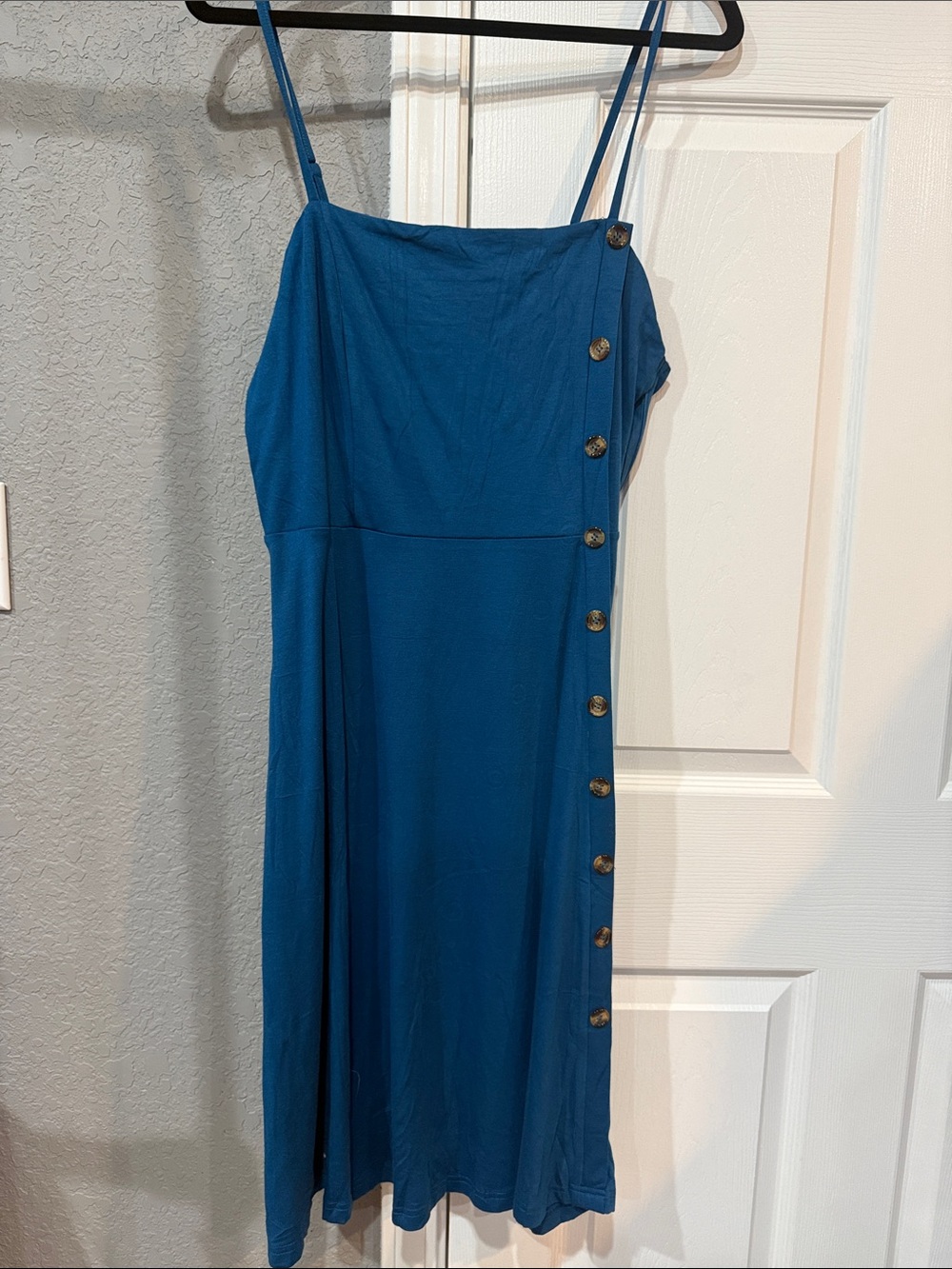 Women's Blue Spaghetti Strap Midi Button Dress Size X-Large